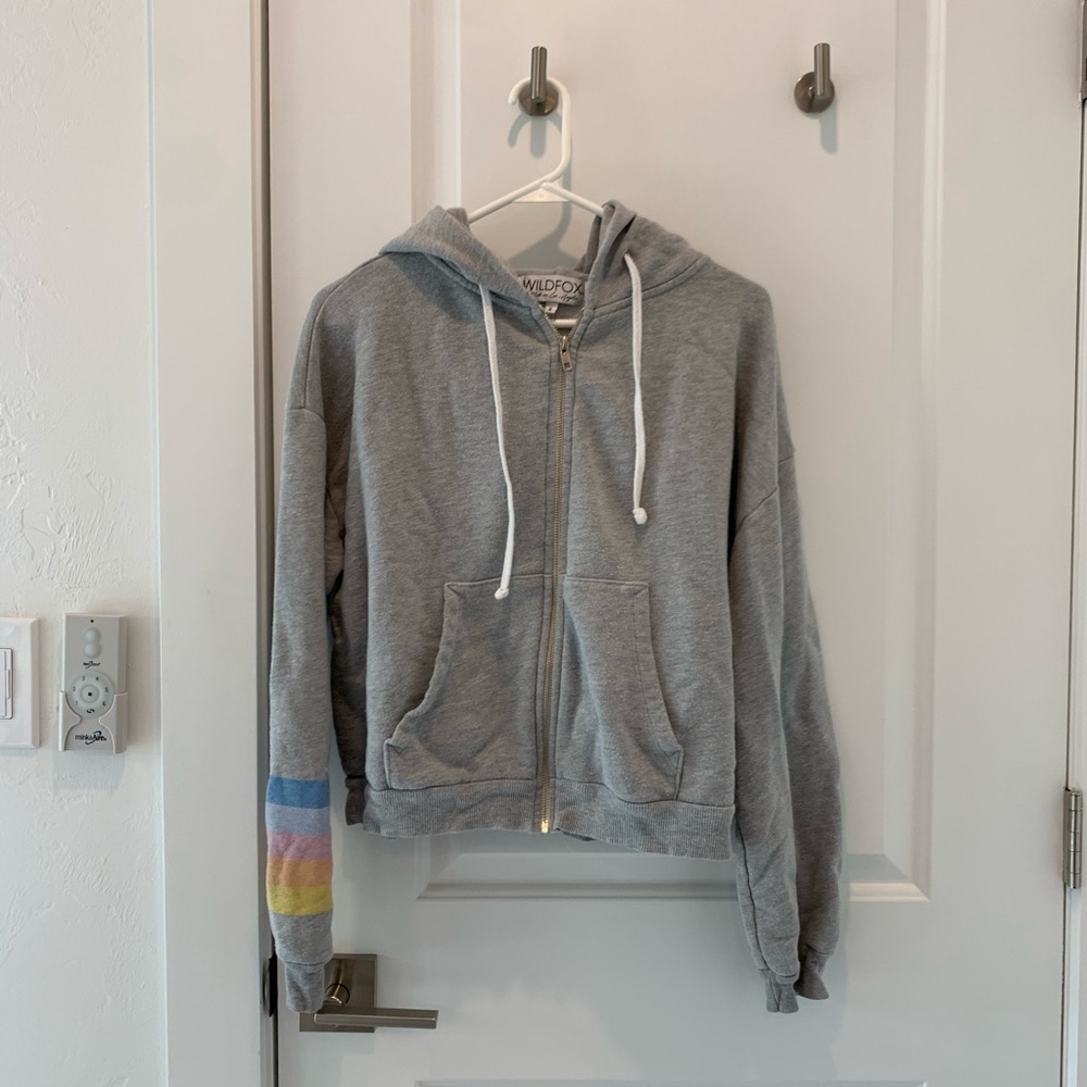 Short zip up rainbow sweater